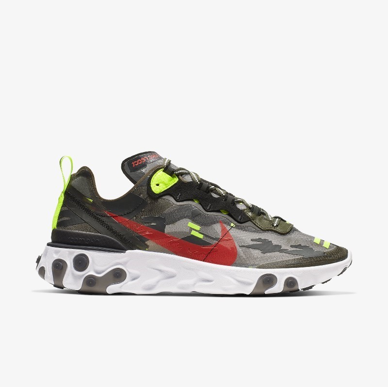 Nike react element 87 sale olive crimson black & volt